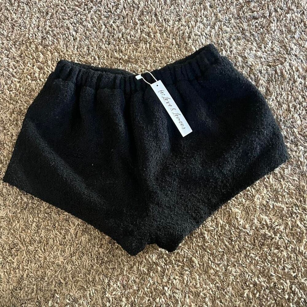 For Love & Lemons Black Boucle Shorts Women's Black - Picture 3 of 4